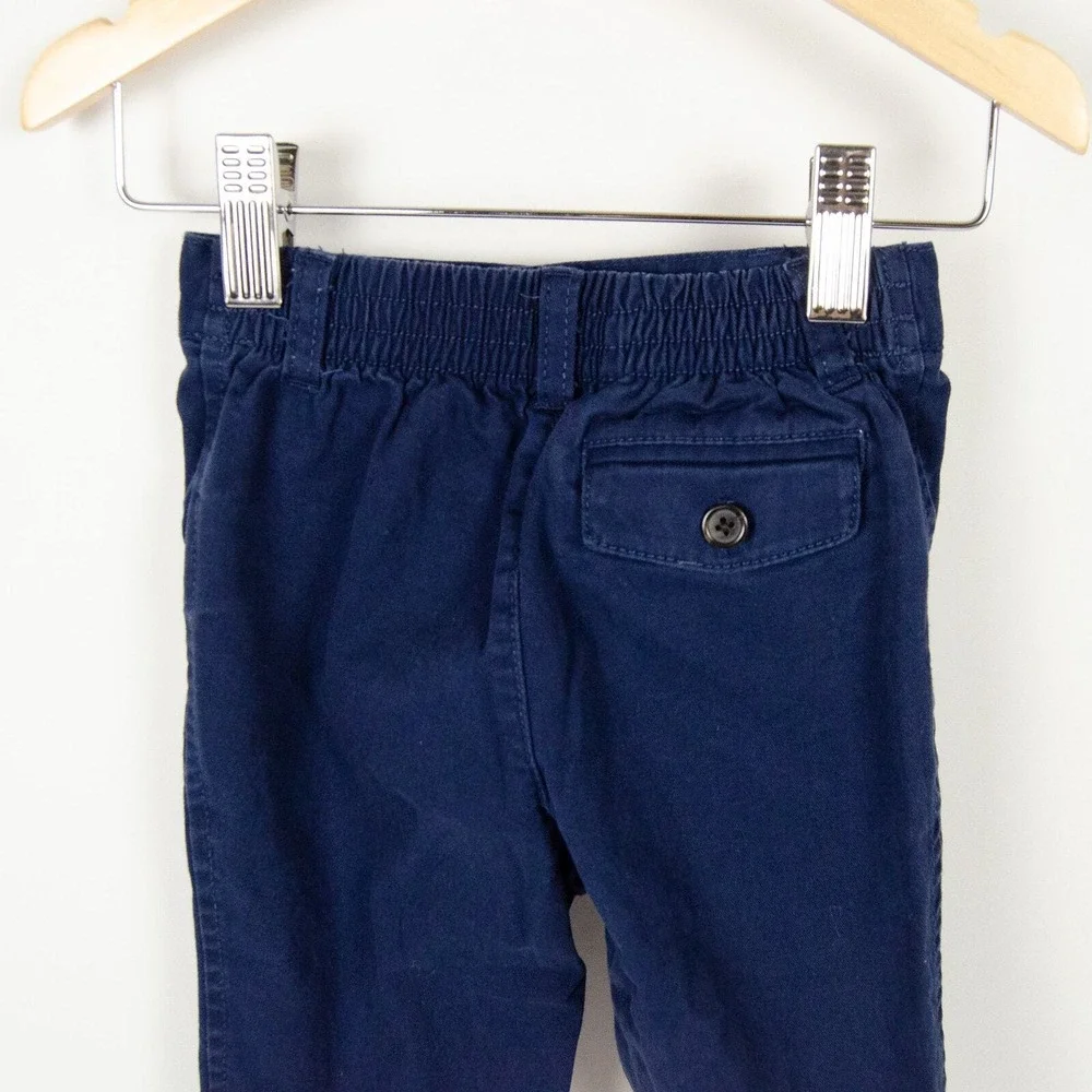 Ralph Lauren Chino Pants Kids 12M Navy Blue‎ Cotton Twill Elastic Waist Trousers